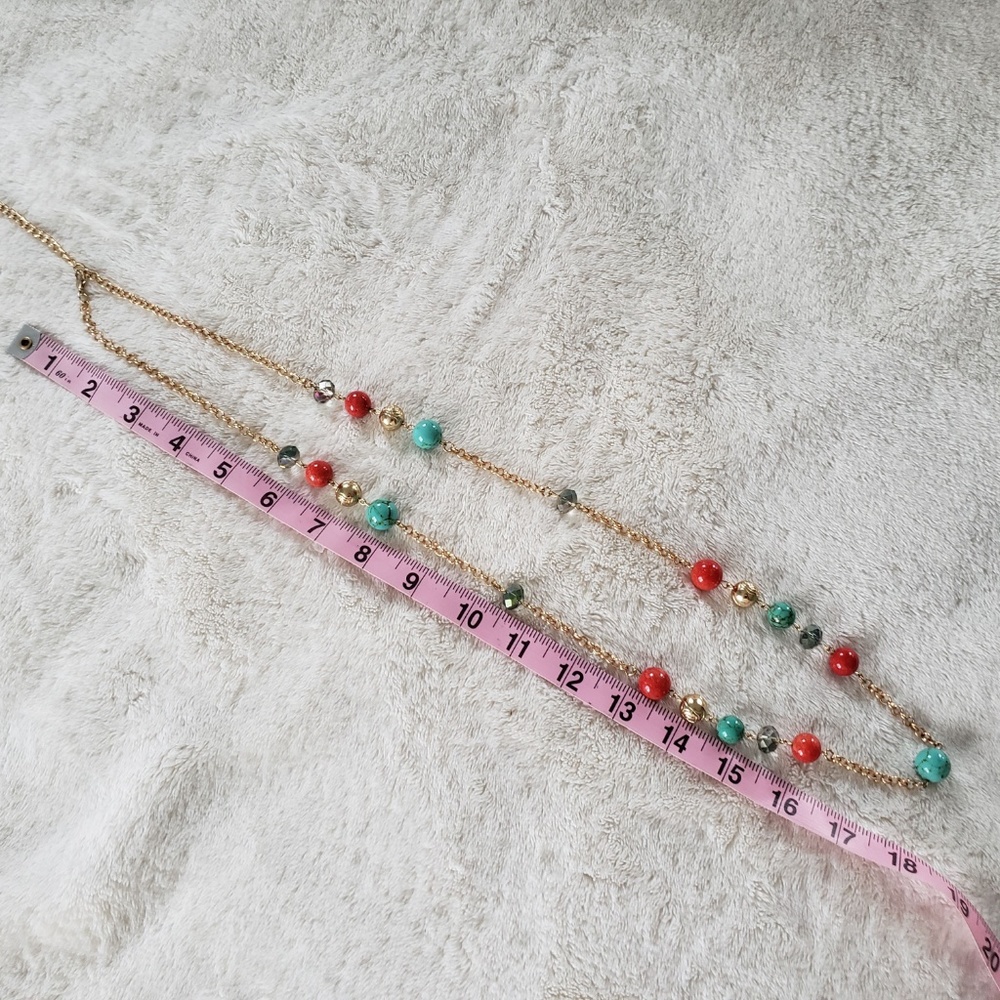 Bright gold beaded long necklace - Picture 5 of 6